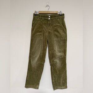 Pilcro The Wanderer Olive Corduroy Pants Size 27 Patch Pockets Relaxed Straight